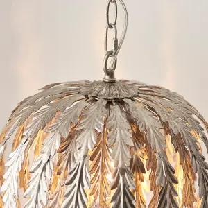 Damita Silver Leaf Decorative Floral 1 Light Ceiling Pendant