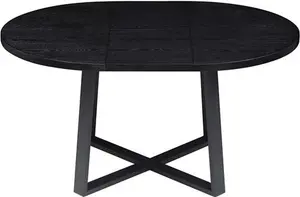 BERN Extending Round Dining Table With Metal Legs, Black Modern - Daals - Dining Tables