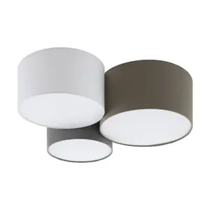 Wall Flush Ceiling Light White Anthracite Brown White Grey Fabric Bulb E27 3x60W