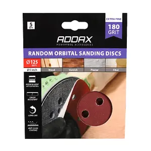 TIMCO Random Orbital Sanding Discs 180 Grit Red - 125mm