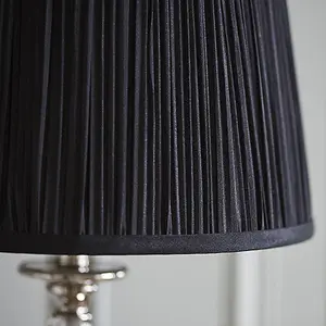 Luminosa Polina 1 Light Medium Table Lamp Polished Nickel Plate with Black Shade, E27