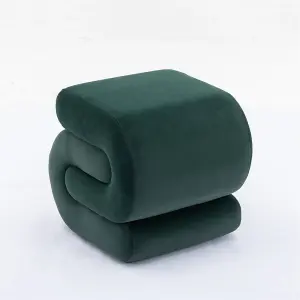 Velvet Ottoman fabric S-shape stool Wavy Pouf Green