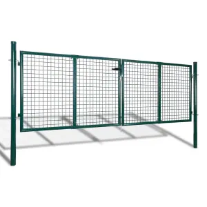 Berkfield Fence Gate Steel 306x150 cm Green