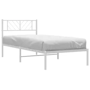 Berkfield Metal Bed Frame with Headboard White 80x200 cm