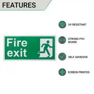 EAI - Fire Exit Sign Man Right 300x150mm Self Adh Semi Rigid PVC