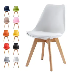 Single Dining Chair with Solid Wooden Legs and Seat Cushion Pad - Eva by MCC