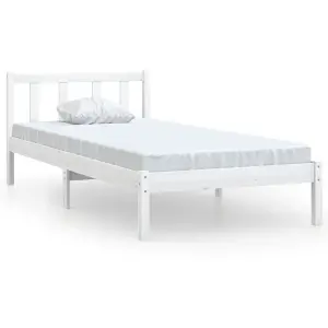 Berkfield Bed Frame White Solid Wood Pine 90x190 cm Single