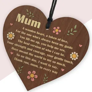 Red Ocean Heartfelt Message For Mum On Mothers Day Mum Birthday Gift From Daughter Son Poem Wooden Heart Gift For Her Mum Mummy