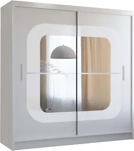 Sliding Wardrobes 4U Leagues Freestanding Double Sliding Door Wardrobe - White/White (H)2170mm, (W)1500mm