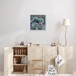 Abstract Hydrangea Dark by Danhui Nai - Painting White Framed Paper Print / 55cm H x 55cm W