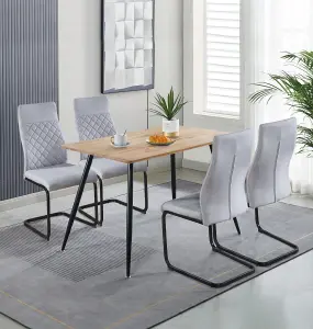 Hallowood Furniture Cullompton Small Rectangular Dining Table 120cm with 4 High Back Grey Chairs