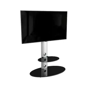 AVF Lugano 80cm Oval Pedestal TV Stand - Silver and Black Glass