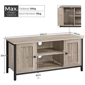 Yaheetech Grey Farmhouse TV Cabinet with 2 Doors and Cable Management