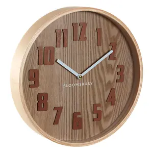 Interiors By Premier Easy To Read Brown Grain Small Wall Clock, Retro Design Clock For Indoor, Versatile Functional Outdoor Clock