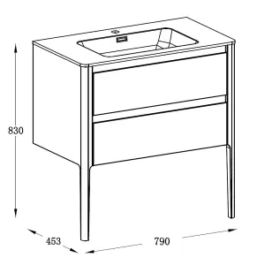 Sutton White Floor Standing Bathroom Vanity Unit with Integrated Resin Basin (W)790mm (H)830mm