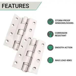 AFIT Satin Stainless Steel Rebated Cranked Stormproof Hinges 4" 102mm - Pair