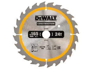 DeWALT DT1949 Cordless Construction Cordless Circular Saw Blade 165 x 20mm x 24T