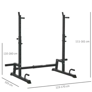 HOMCOM Multifunction Barbell Squat Rack Adjustable Height Weight Lifting