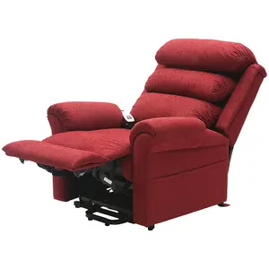 Dual Motor Rise and Recline Armchair - Waterfall Pillow - Red Chenille Fabric