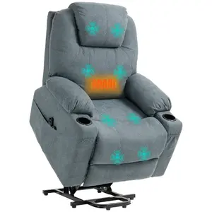 HOMCOM Lift Chair with Vibration Massage, Heat, Easy Assembly, Grey