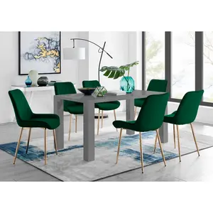 Scottsmoor Dining Set with 6 Chairs Green/Gold