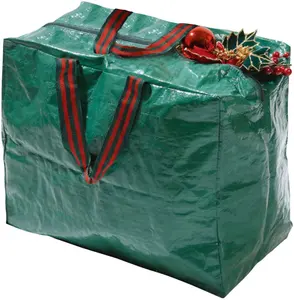 Strong Woven Polyethylene Christmas Xmas Decoration Storage Bag - Zip Bag with Handles - With Wipe Clean Surface