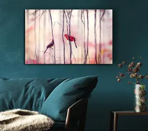 Winter Birds Canvas Print Wall Art - Medium 20 x 32 Inches