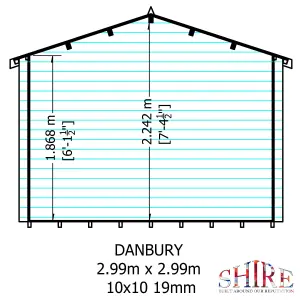 Shire Danbury 10x10 Log Cabin 19mm Logs