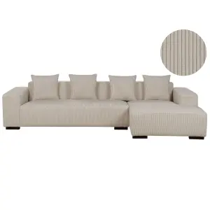 Corner Sofa LUNGO Beige Corduroy Left Hand