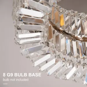 HOMCOM Crystal Ceiling Light Modern Chandeliers for Living Room Bedroom Silver