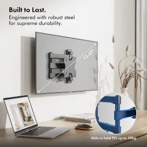 VonHaus TV Wall Bracket Mount Tilt & Swivel Ultra Slim Design for 13-27" up to 20kg Max VESA 100X100