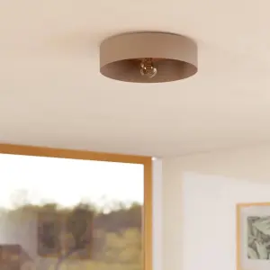 EGLO Duaia Taupe Metal Flush Ceiling Light With Interchangeable Element