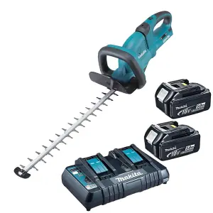 Makita DUH551PT2 Twin LXT 18v / 36v Li Ion Hedge Trimmer 2 x 5.0ah Dual Charger