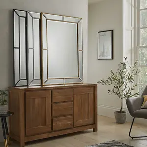 Wall Mirror Venetian Rectangle Shape with Black Frame- H 110cm X W 80cm for Hanging in Living Room, Bedroom & Bathroom