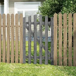 Grey 76x120cm Outdoor Wooden Garden Gate Spruce Wood Fence Door with Door Bolt