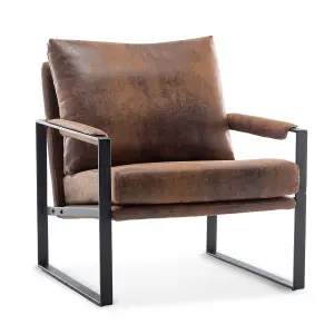 Faux Leather Suede Brown Graziana Accent Chair