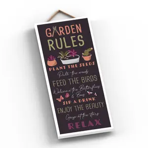 Garden Rules Signs and Plaques Black