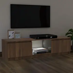 Berkfield TV Cabinet with LED Lights Brown Oak 120x30x35.5 cm