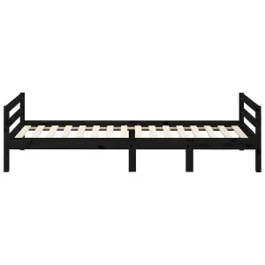 Berkfield Bed Frame Black 90x190 cm 3FT Single Solid Wood Pine