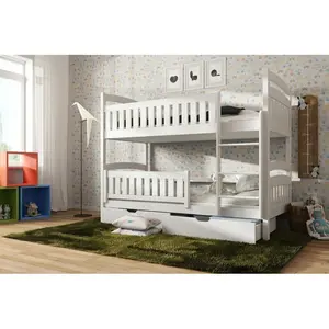 Marguerite Single Bunk Bed with Drawers White