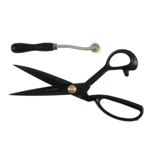 Scissors: Gift Set: Tailors Shears (28cm) and Tracing Wheel: Black