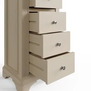 Large 5 Drawer Chest Of Drawers Solid Oak Putty Finish Ready Assembled