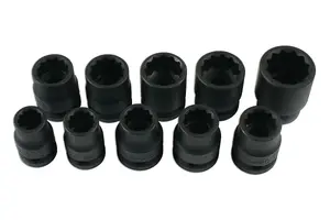 Laser 7609 10pc Impact Socket Set 1/2" Drive Bi-Hex 12pt 13-24mm