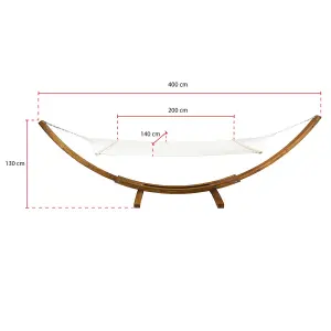 Charles Bentley Extra Large 4M Hammock With Wooden Arc Stand Two Person - Cream