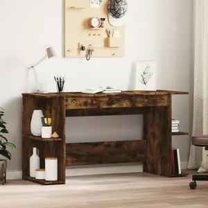 Berkfield Desk Smoked Oak 140x50x75 cm Engineered Wood