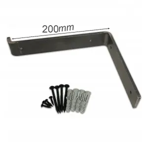 6 Pcs Heavy Duty Shelf Brackets Industrial Steel for Wall Mounted DIY Floating Shelving(Raw Steel, 200mm Down)