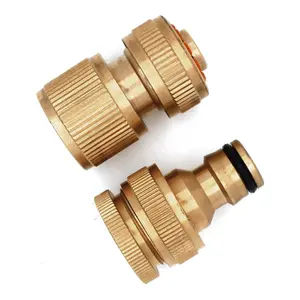 2 Pieces Brass Set, 1/2" and 3/4" Tap Connector with Quick Hose End Connector