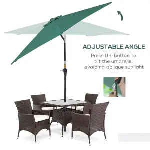 Outsunny Patio Umbrella Parasol Sun Shade Garden Aluminium Green 2.6M