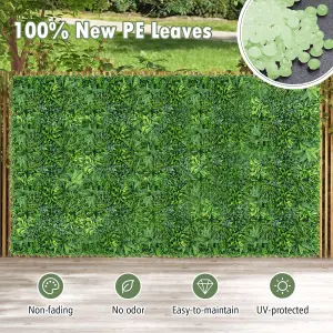 COSTWAY 4 Pcs Artificial Hedge Boxwood Panels w/ Diverse Leaves 50 x 50cm Grass Wall Panels