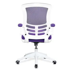 Nautilus Designs Medium Back Office Chair with White Frame & Folding Arms, Purple